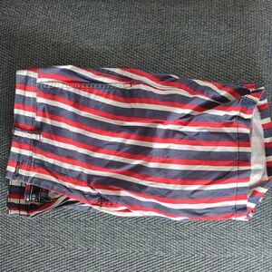 Forever 21 Men's Striped Shorts - Red and Navy